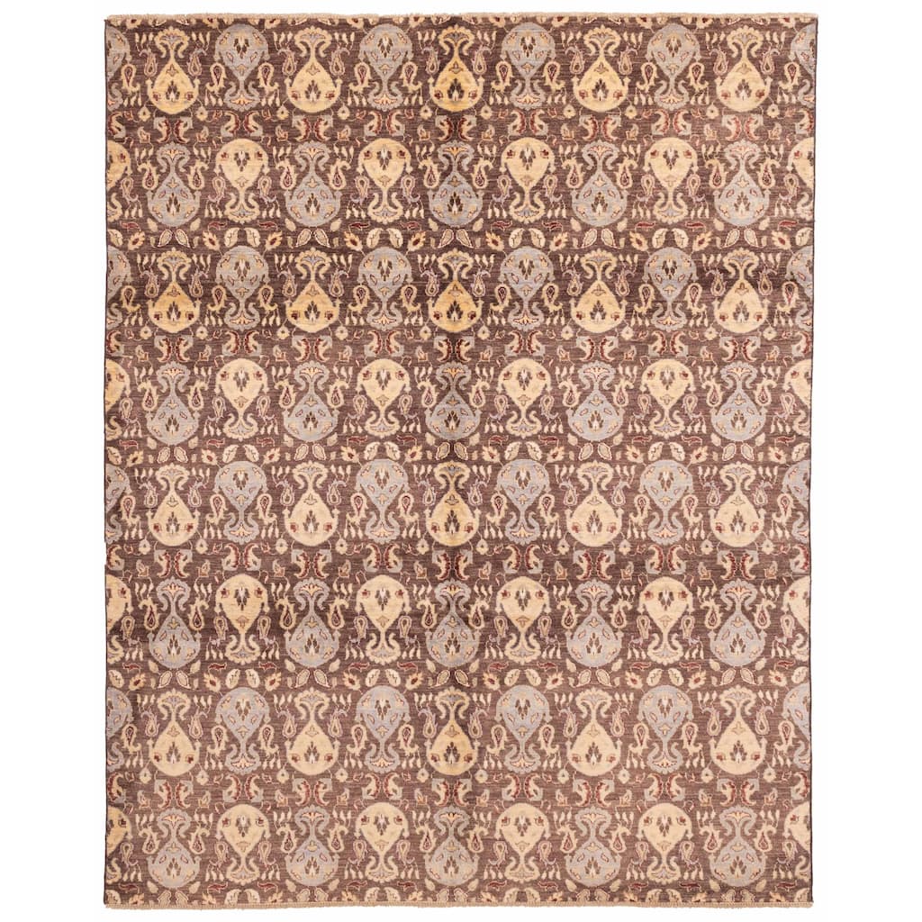 ECARPETGALLERY Hand-knotted Peshawar Ziegler Dark Brown Wool Rug - 8'0 x 9'10