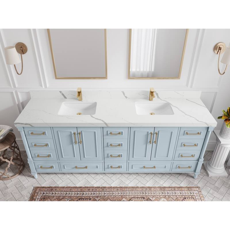 Willow Collections 84 in. W x 22 in. D Aberdeen Double Bowl Sink Bathroom Vanity with Countertop