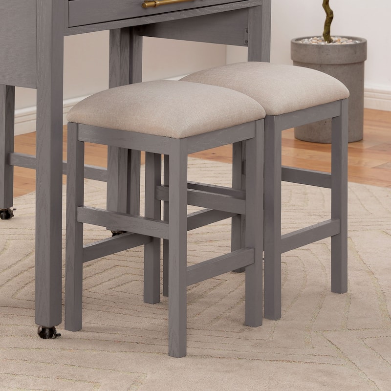 Delware Farmhouse Light Grey Padded Counter Height Stool (Set of 2) by Furniture of America - Light Grey