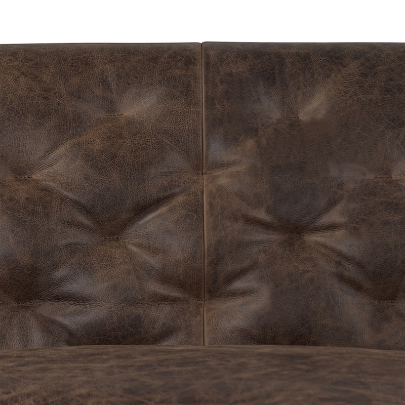 Poly & Bark Essex 86" Genuine Leather Pull-Out Convertible Sleeper Sofa