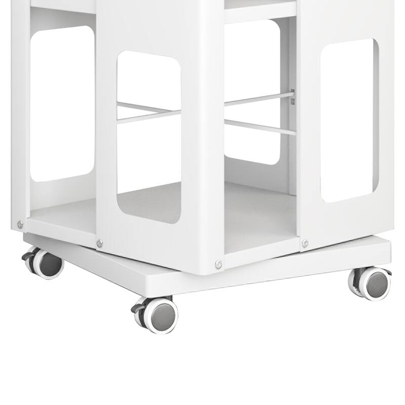 4-Tier All-Steel Rotating Bookshelf With 360°Wheels,Large Size Sturdy & Spacious Book Rack