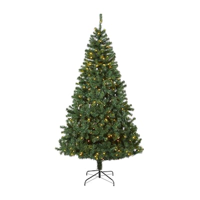 7' Northern Tip Pine Christmas Tree with 350 Clear LED Lights - Green