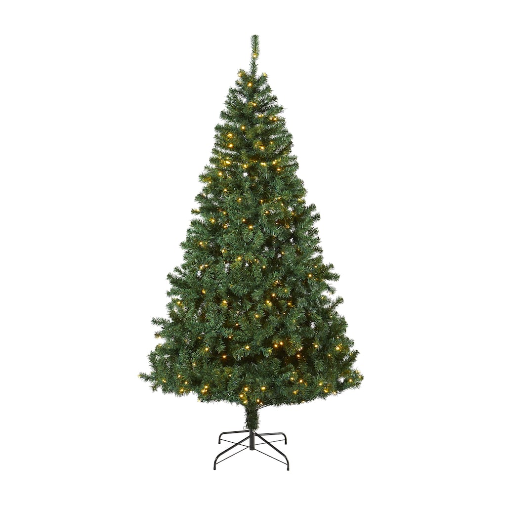 7.5’ Pre-Lit Northern Tip Pine Artificial Christmas Tree, Clear LED Lights - 7.5 Foot