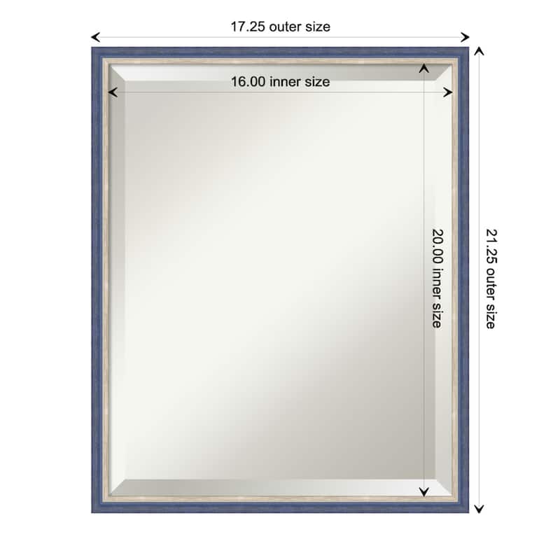 Theo Narrow Beveled Wood Framed Wall Mirror - Theo Blue Narrow - Glass Size 16x20