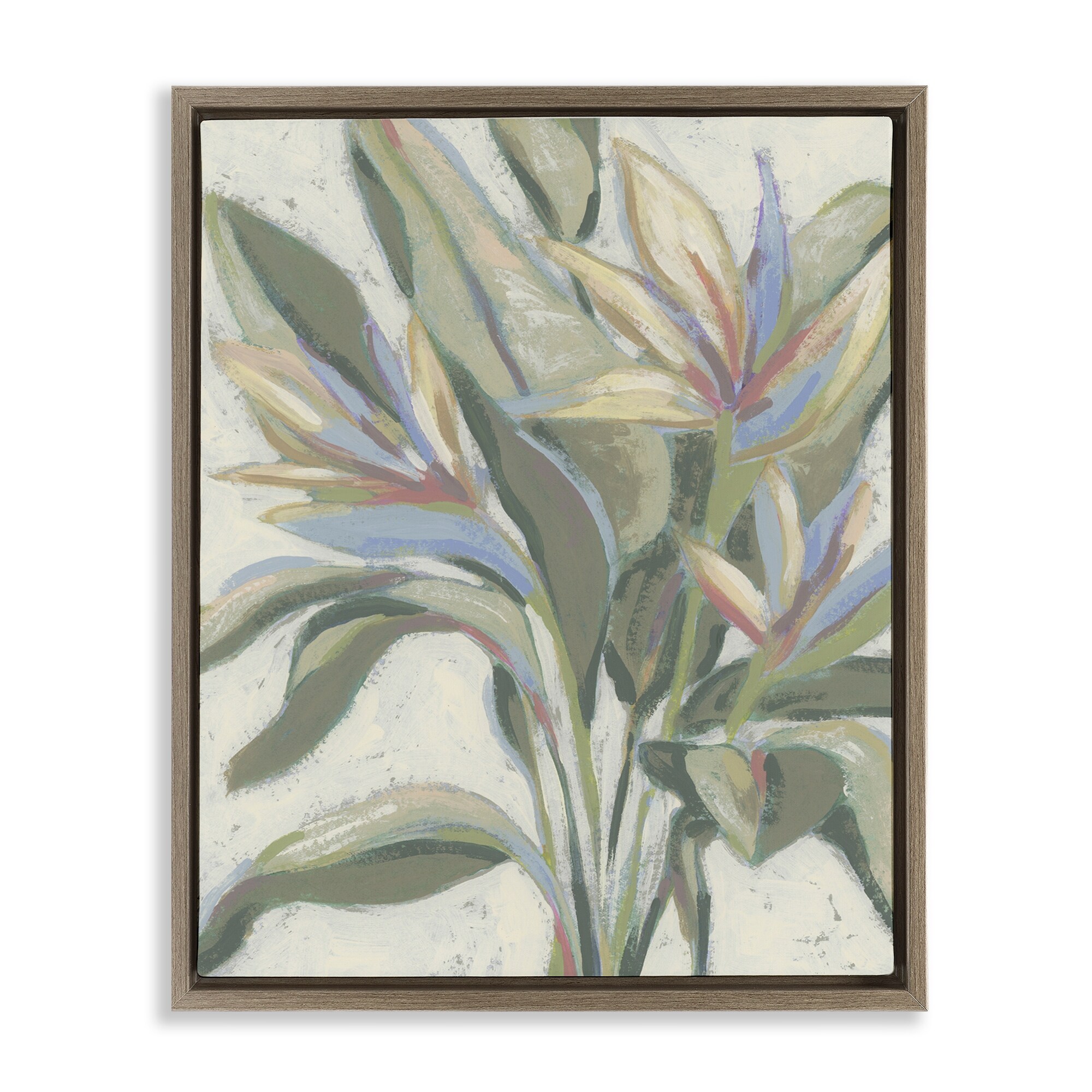 Stupell Pastel Paradise Plants Framed Floater Canvas Wall Art Design By June Erica Vess