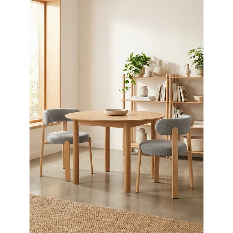 Upholstered Curved Back Wood-look Metal Frame 2pc Dining Chairs - N/A - Grey