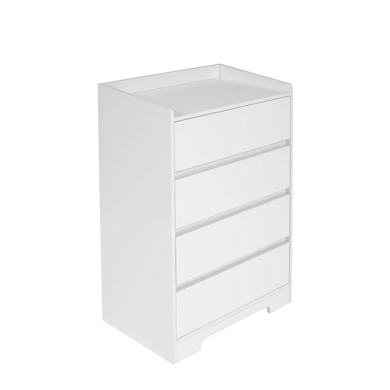 GDFStudio - Marlowe 4-Drawer Handle-Free Waterproof White Dresser, Modern Wooden Storage Cabinet - 4 Drawer