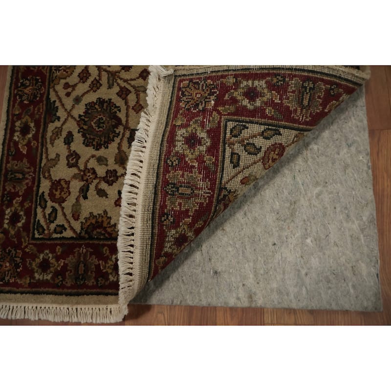 Hand Knotted Oriental 100% Wool Carpet Traditional Floral Beige & Ivories Agra Runner Rug - 10' 0'' X 2' 5''