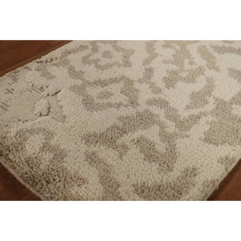 Abstract Moroccan Accent Rug Handmade Oriental Wool Carpet - 2'0"x 3'0"