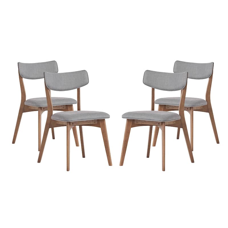 Christopher Knight Home-Chazz Mid-Century Modern Upholstered Rubberwood Dining Chairs (Set of 2/4) - 4-Piece - Dark Gray+Walnut
