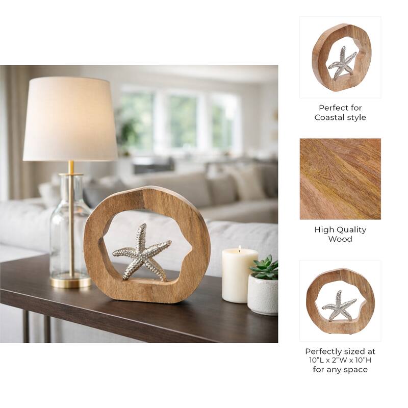 Decorative Figurine on Round Wooden Stand Sculpture