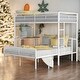 preview thumbnail 1 of 18, Twin Over Full Metal Bunk Bed with Desk, Ladder, White White