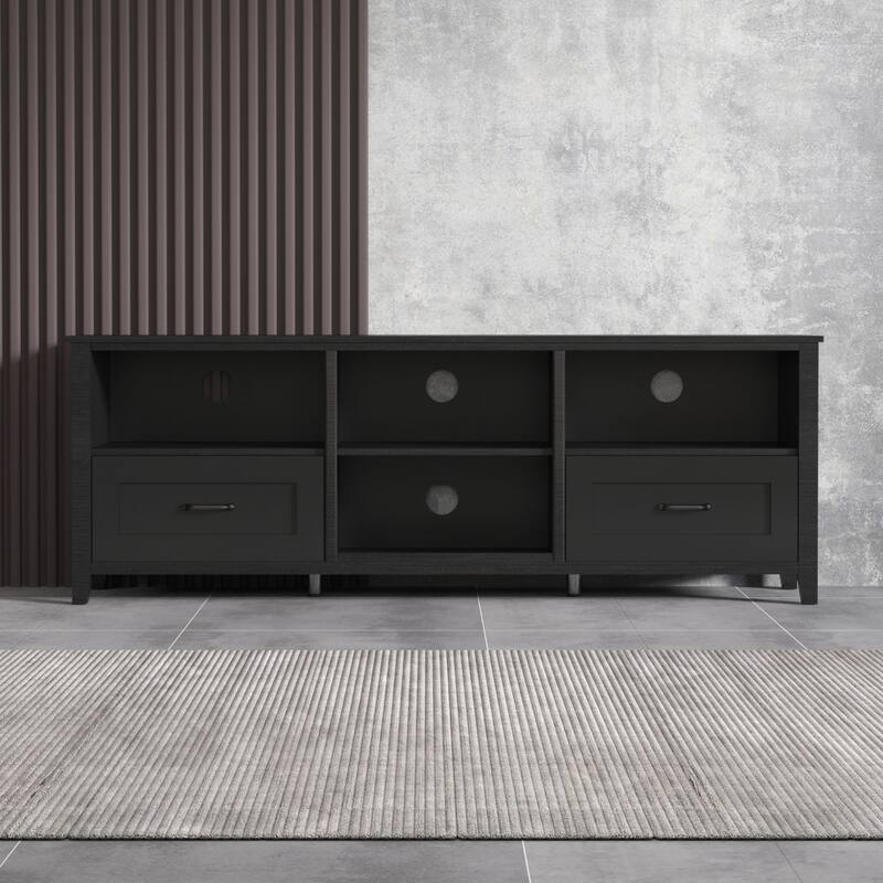 Oaks Aura 70'' TV Stand with 2 Drawers and 4 High-Capacity Storage Compartment, 3 Colors for Living Room and Bedroom