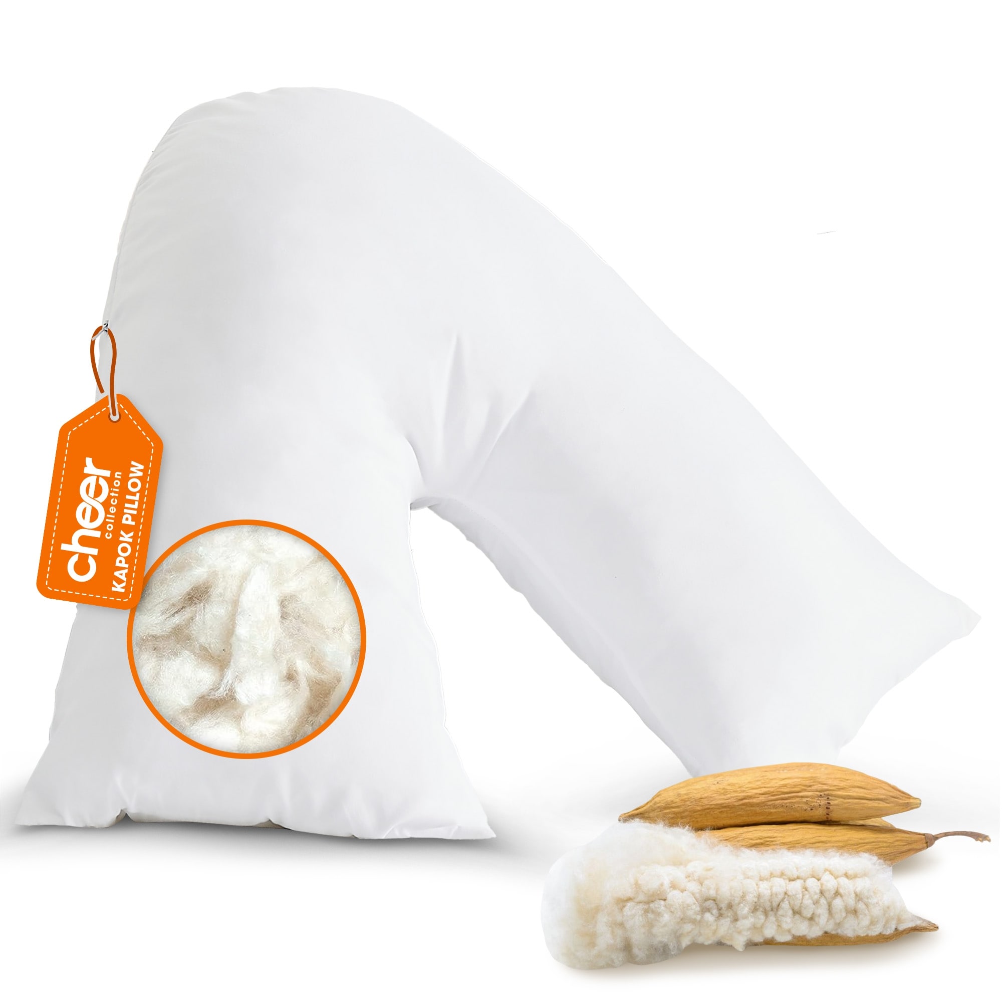 Cheer Collection V-Shaped Kapok Fiber Body Pillow with Removable Washable Cover