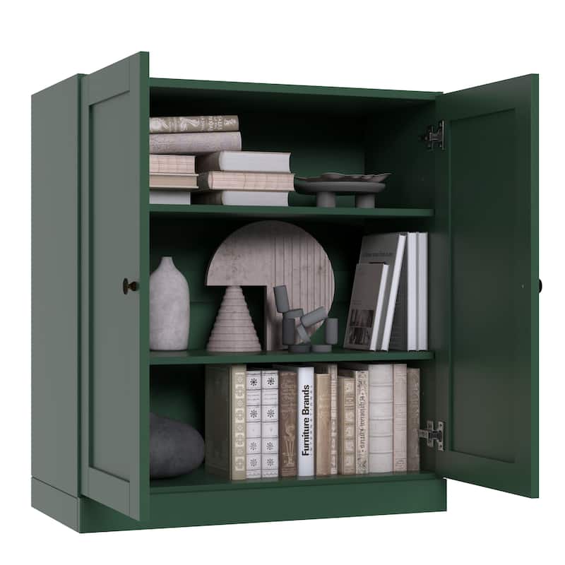 Palace Imports 100% Solid Wood 3-Shelf Bookcase with Shaker Doors and Adjustable Shelves