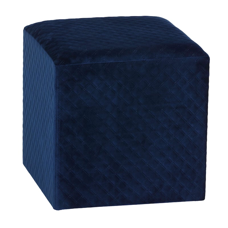Cortesi Home Sooki Cube Ottoman in Navy Blue Velvet