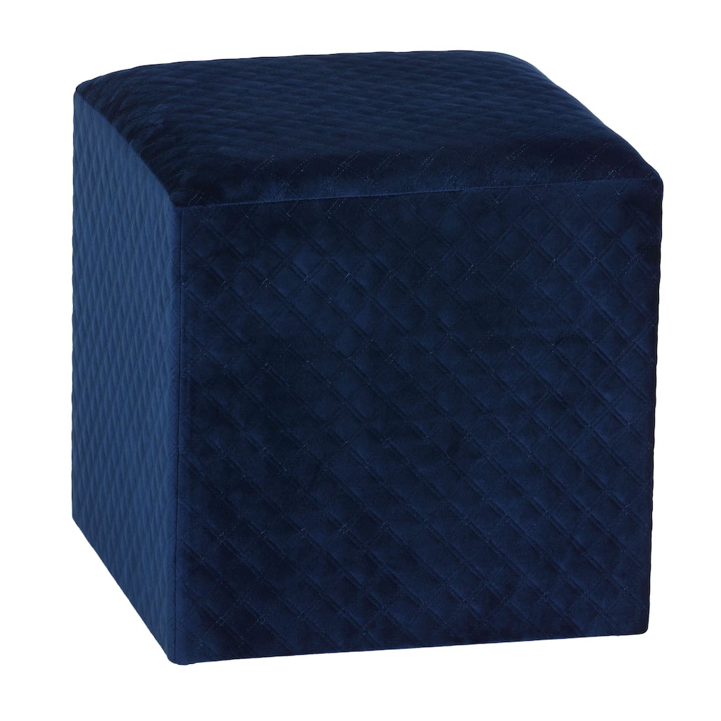 Cortesi Home Sooki Cube Ottoman in Navy Blue Velvet