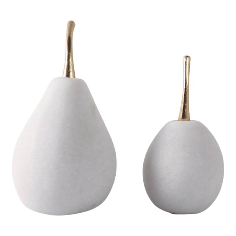 Polyresin Decorative Object Stem Pear-Shaped (Set of 2) - 7/6" White - 4" x 4" x 7.5"