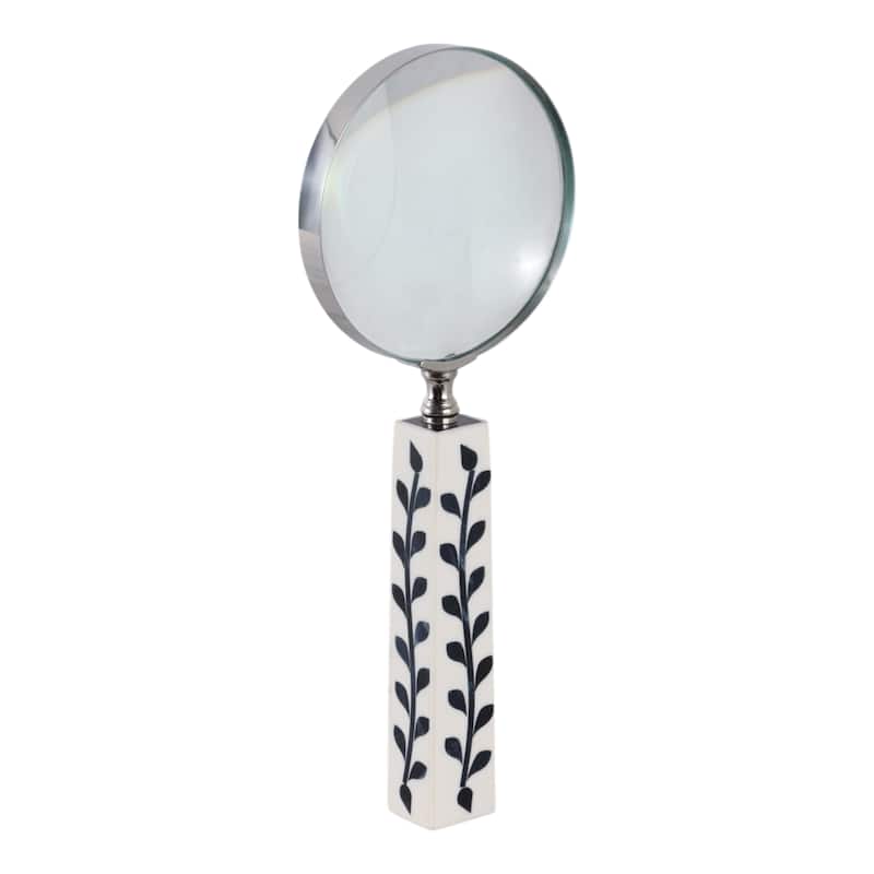 Resin Decorative Objects Glass Leaf Handle Magnifying - 10" Blue - 4" x 1" x 10"