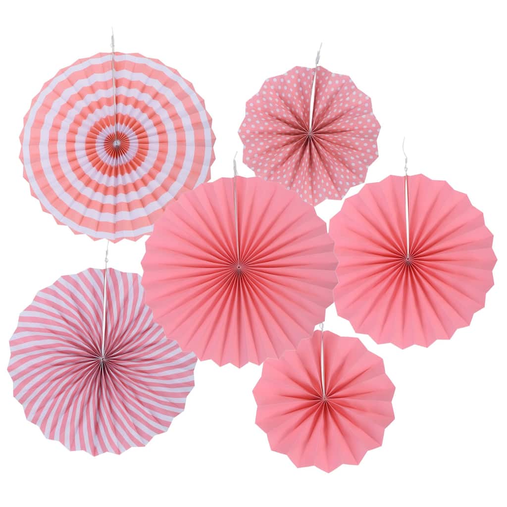 1 Set/6Pcs Paper Fans Hanging Decoration Round 8"/12"/16"