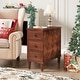 preview thumbnail 15 of 26, Fully Assembled Narrow End Table, Solid Wood Side Table with 3 Drawers, Vintage Nightstand Slim Bedside Table for Small Spaces
