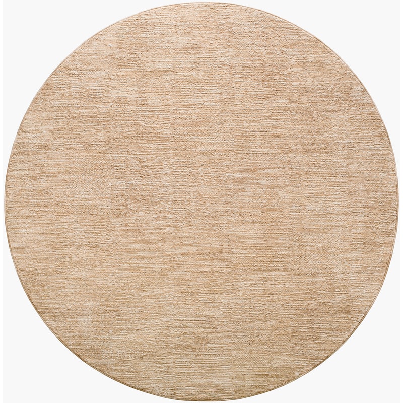Livabliss Casual Masterpiece Abstract Area Rug - 6'7" x 6'7" Round - Taupe
