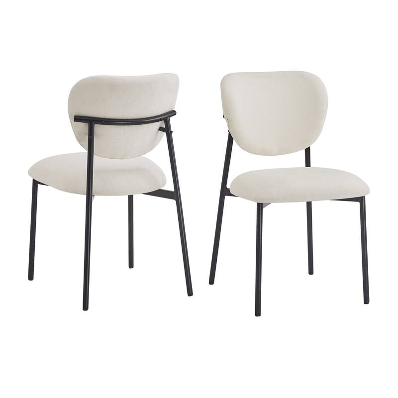 Roomfitters Modern Upholstered Dining Chairs with Black Metal Legs, Ergonomic Side Chair, Beige Set of 2