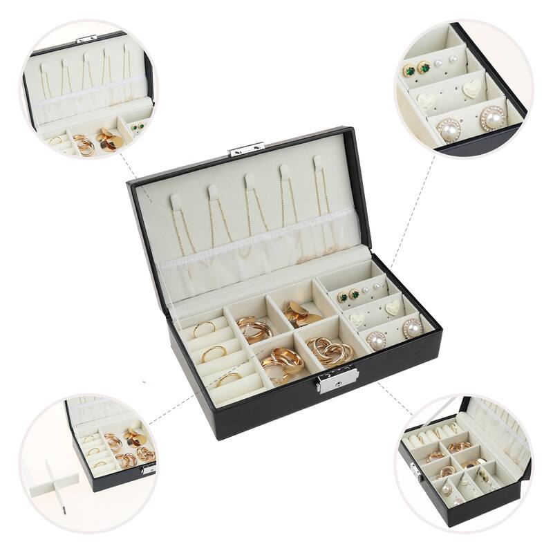 Small Jewelry Boxes, Portable Travel Jewelry storage, Large Capacity for Rings Earrings Necklace - 21x12x6cm