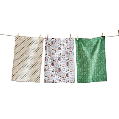 Merry Catmas Dishtowel Set Of 3 Dish Cloth For Drying Dishes And Cooking