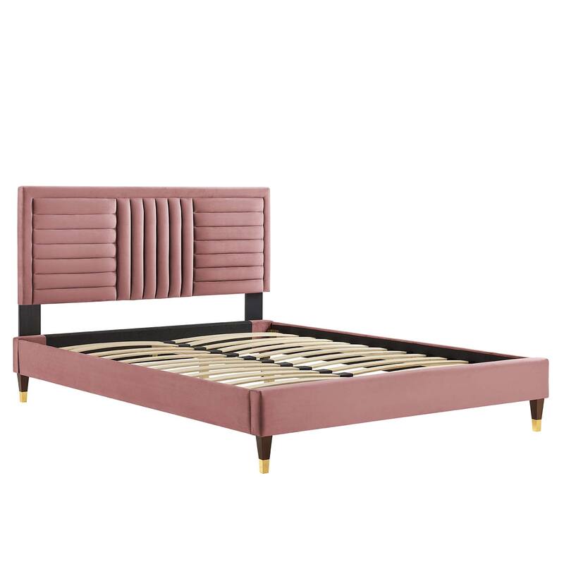 Sofia Channel Tufted Performance Velvet Queen Platform Bed