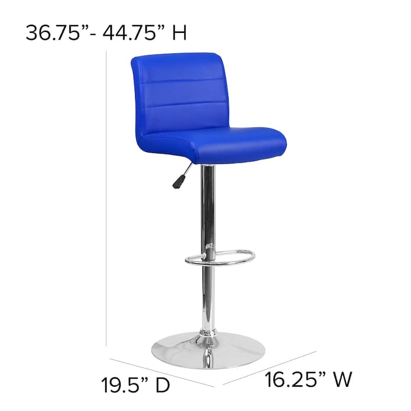 Vinyl Adjustable Height Barstool - 16.25"W x 19.5"D x 36.75" - 44.75"H
