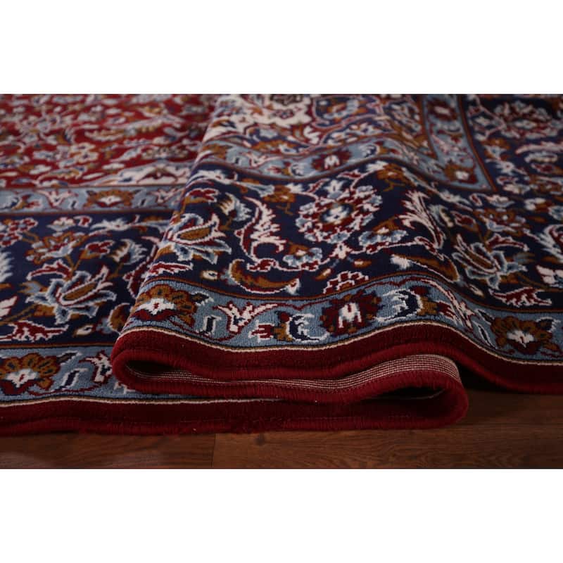 Traditional Red Kashan Turkish Rug Machine Made Dining Room Carpet - 9'7" x 12'10"