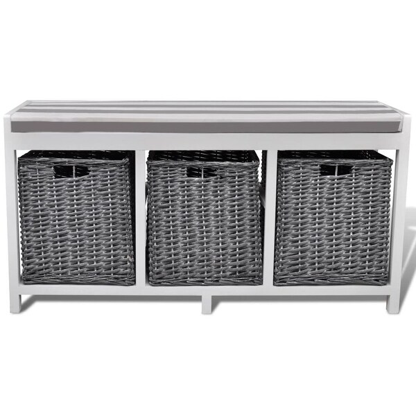 Shop vidaXL White Storage & Entryway Bench with Cushion ...