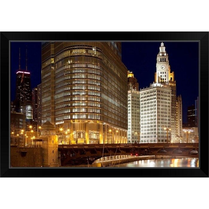 Shop Trump Tower And Chicago River Chicago Illinois Usa Black Framed Print On Sale Overstock 30202441