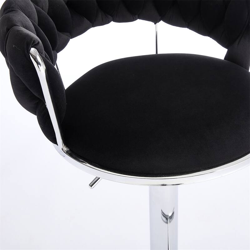Set of 2 Bar Stools,w/Chrome Footrest & Base Swivel Height Adjustable