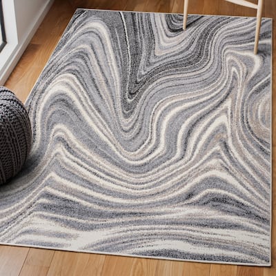 JONATHAN Y Zoe Contemporary Glam Abstract Marble Area Rug