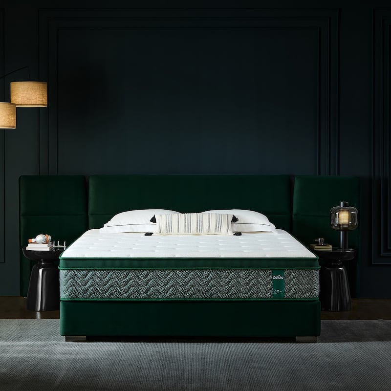 Modern Medium Firm Gel Memory Foam 12 in. Hybrid Motion Isolation Mattress - Green - King