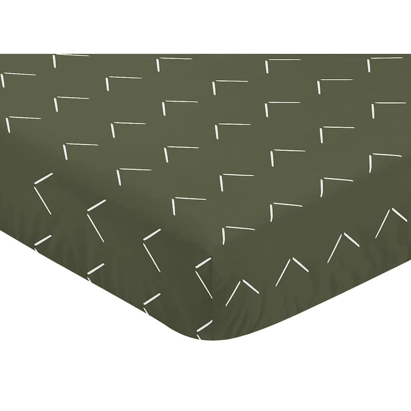 Sweet Jojo Designs Dark Green Boho Arrow Boy Girl Fitted Crib Sheet Hunter Sage Bohemian Gender Neutral Farmhouse Shabby Chic