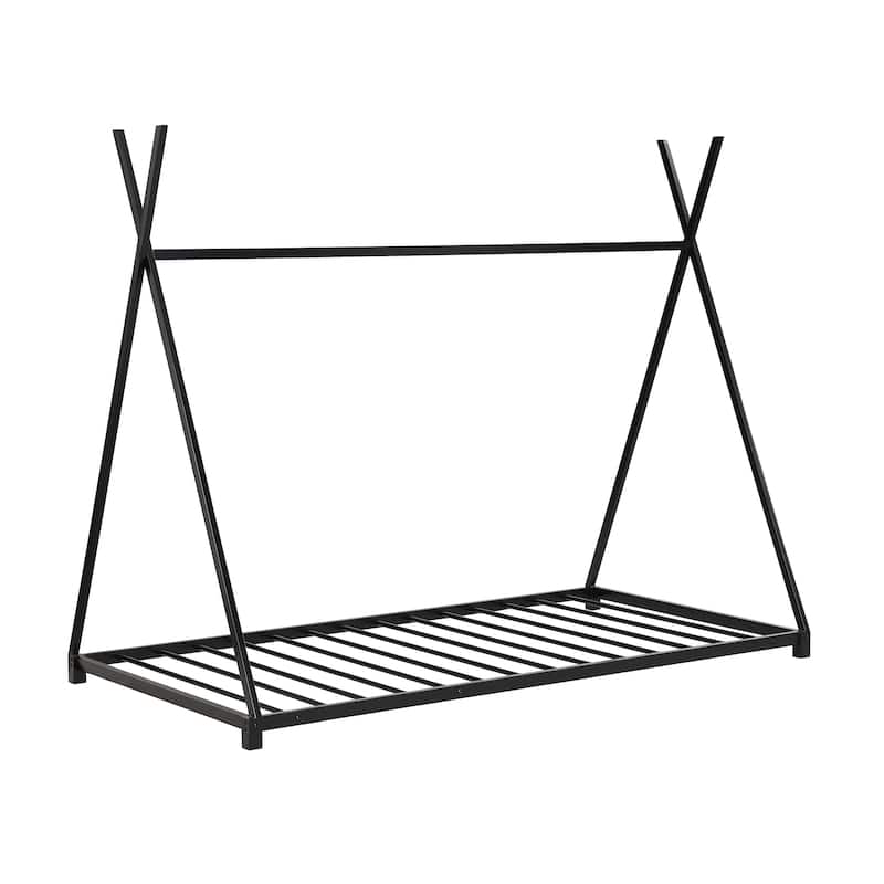 Black Wooden House Bed with Two Drawers for Boys and Girls' Bedrooms