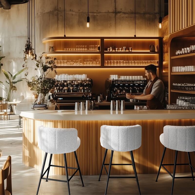Upholstered Counter Height Barstools with Back Modern Chairs for Kitchen Island