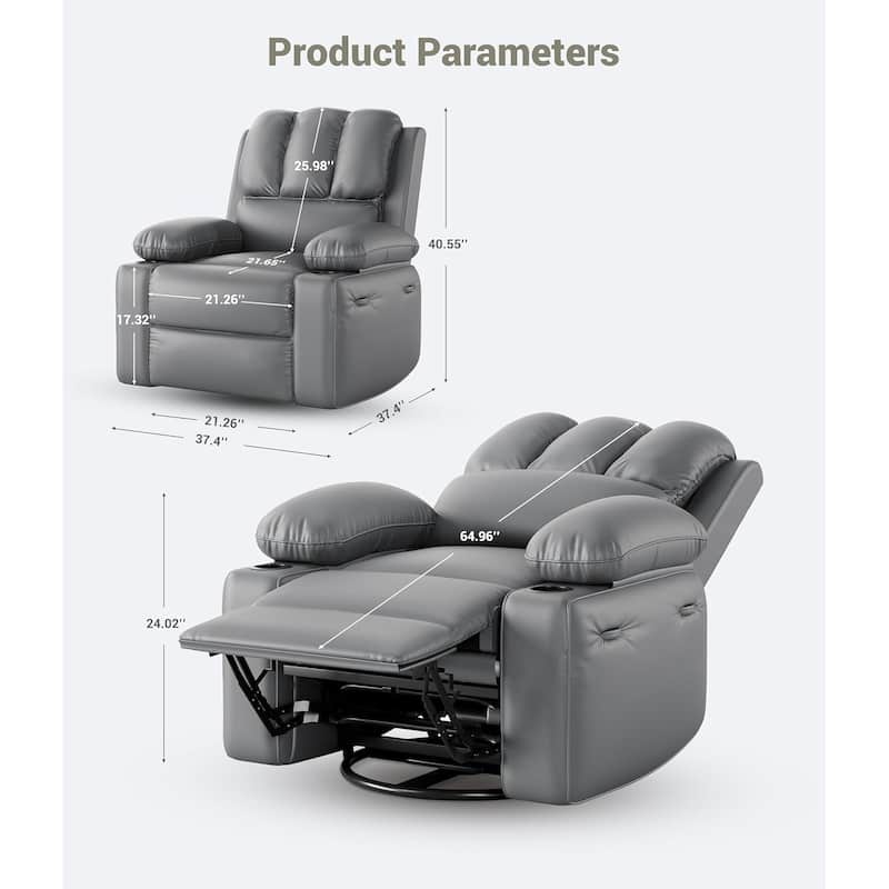 360° Swivel Oversized Recliner Chairs with Heat and Massage