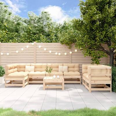 vidaXL Garden Lounge Set Natural Pine Solid pine wood, Plywood Large - 24.4 x 24.4 x 27.8