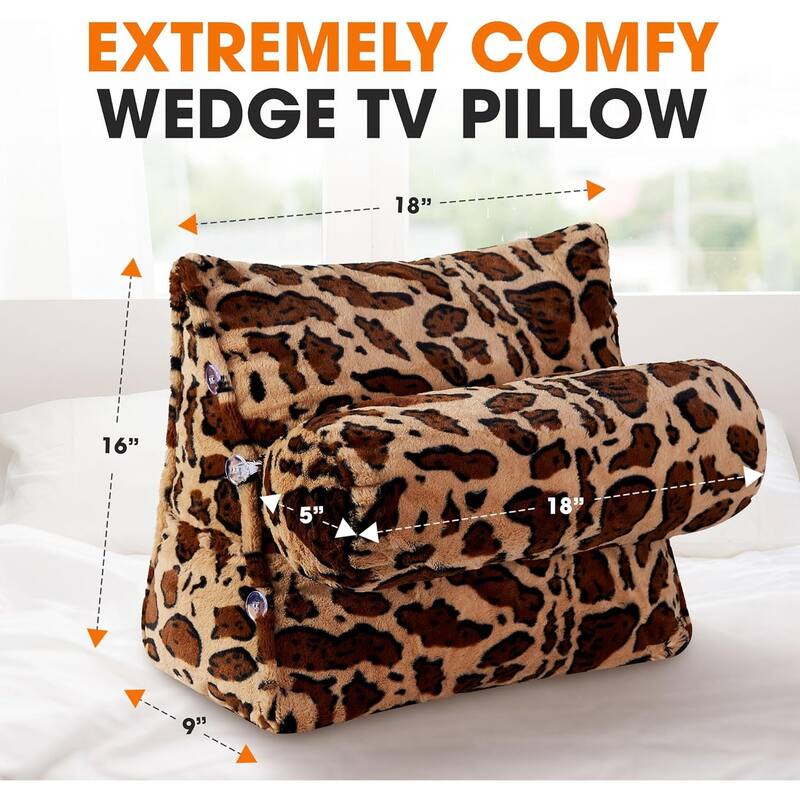 Cheer Collection Wedge Shaped Reading and TV Pillow with Adjustable Neck Pillow