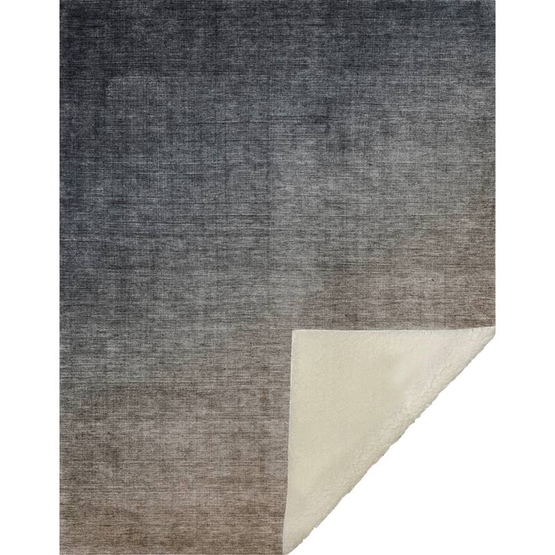 Premium Machine Washable Solid Ombre Sherpa Throw Blanket