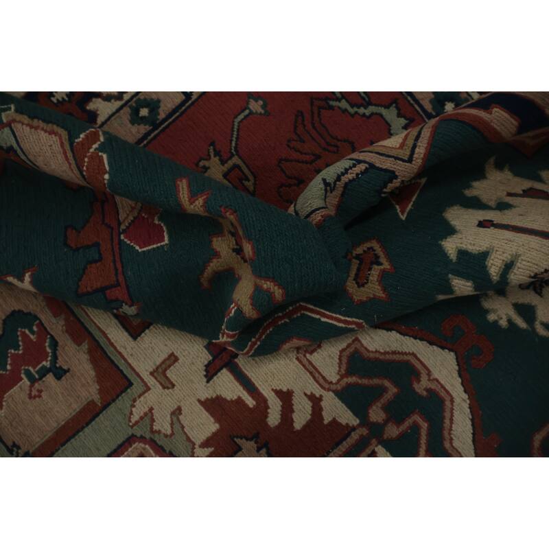 Hand Knotted Oriental 100% Wool Carpet Traditional Geometric Navy Blue & Blues Sumak Area Rug - 11' 11'' X 9' 0''