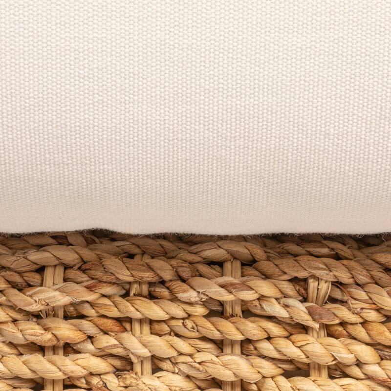 Woven Water Hyacinth and Acacia Wood Chair with Cushion - 31.5"L x 31.5"W x 34.3"H