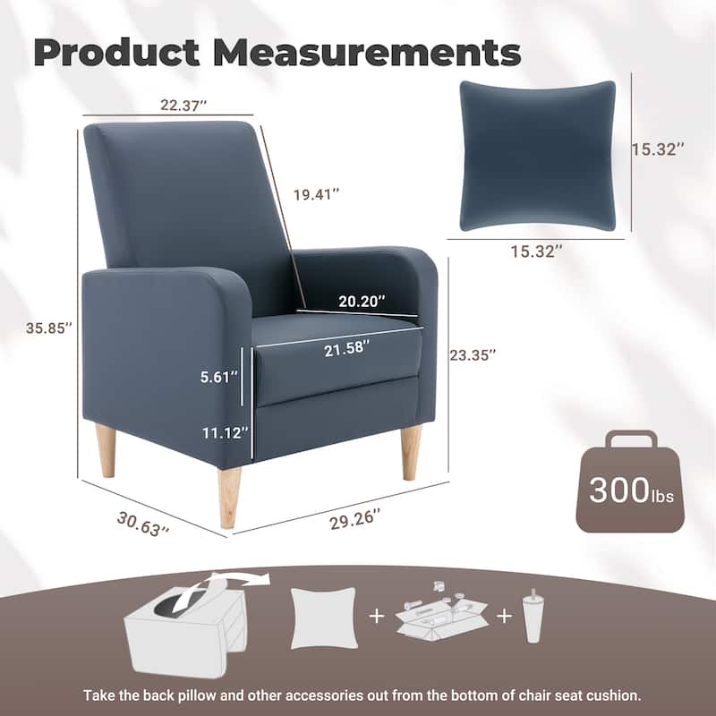 RENEWLINE Modern Accent Chair with Pillow & Walnut Legs - Lounge Seat for Living Room, Compact Design