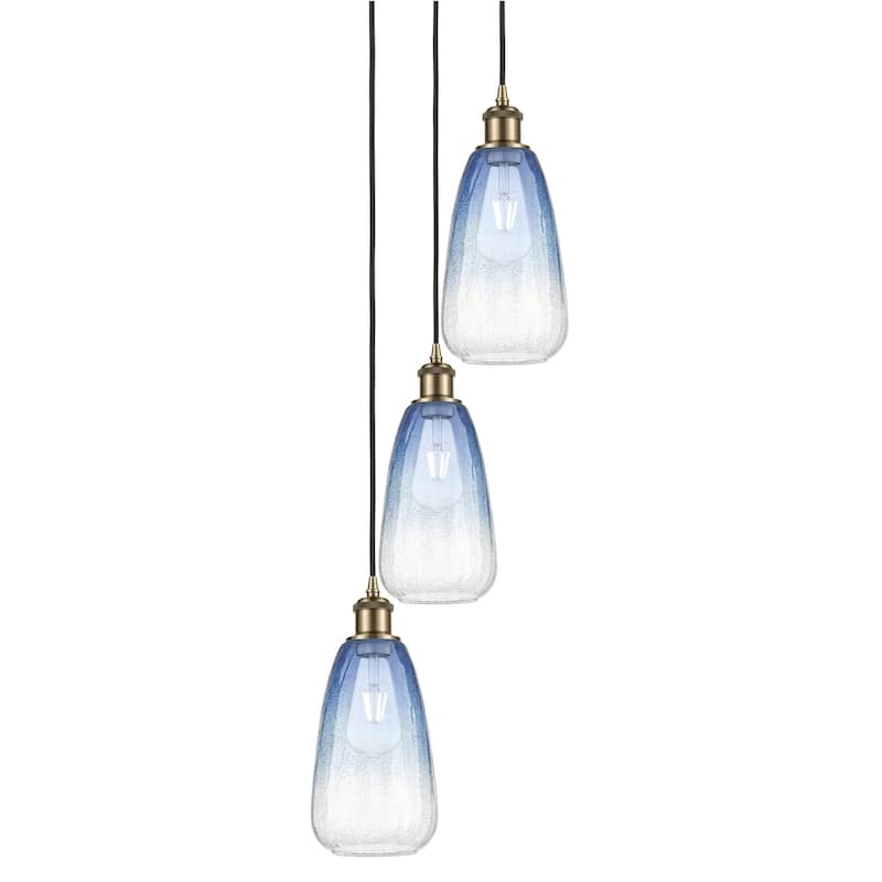 Innovations Lighting 113B-3P-40-13 Brookhaven Almond Pendant - Antique Brass / Sapphire Blue