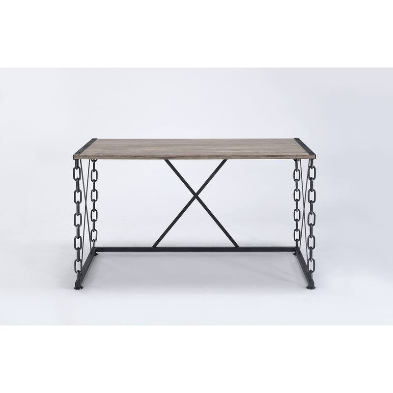 Rustic Oak and Antique Black Finish Console Table