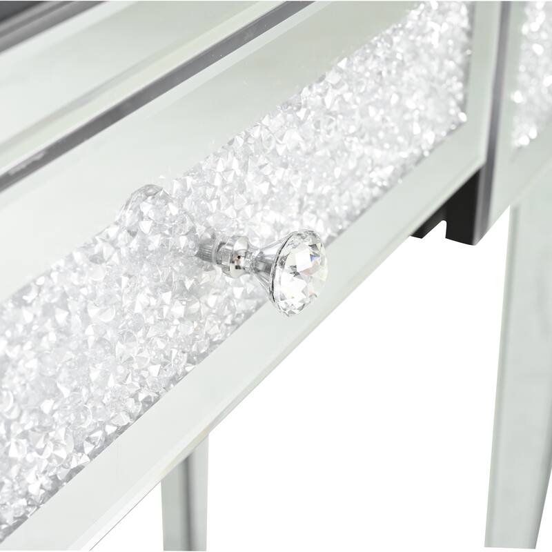 Mirrored Makeup Vanity Desk Console Table with Flip-Top Mirror